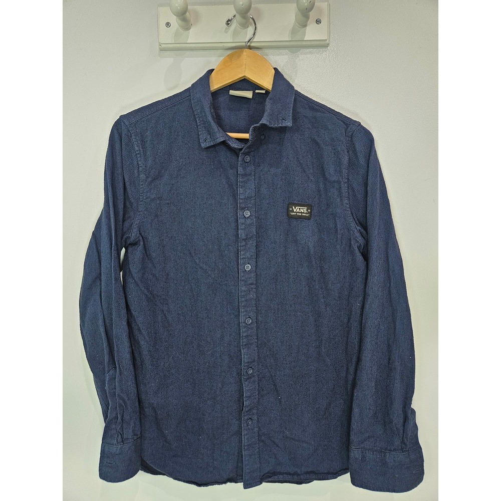 Vans Mens Small Navy Blue Corduroy Long Sleeve Button Down Off The Wall Shirt